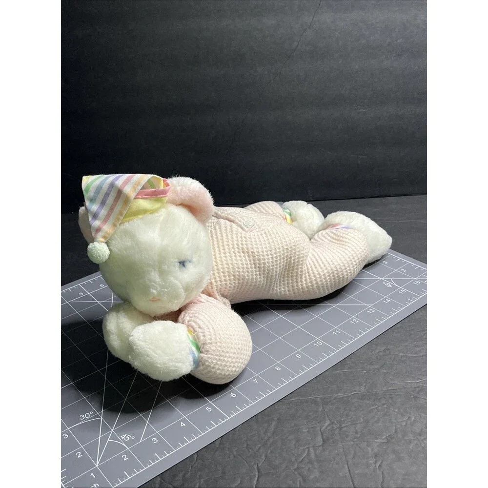 Vintage Eden Sleeping Bear Pink Thermal Waffle Weave PJs Stripe Hat